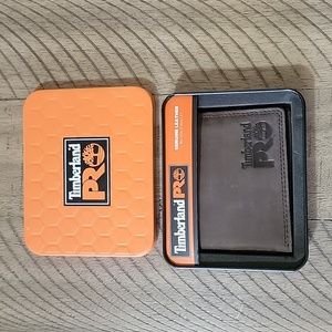 Timberland PRO Men's Brown Bifold Leather Wallet New in Box Slim Multiple Slots